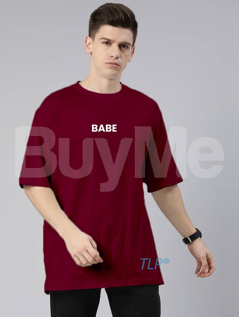 MENS'S CASUAL BAGGY MAROON TSHIRT