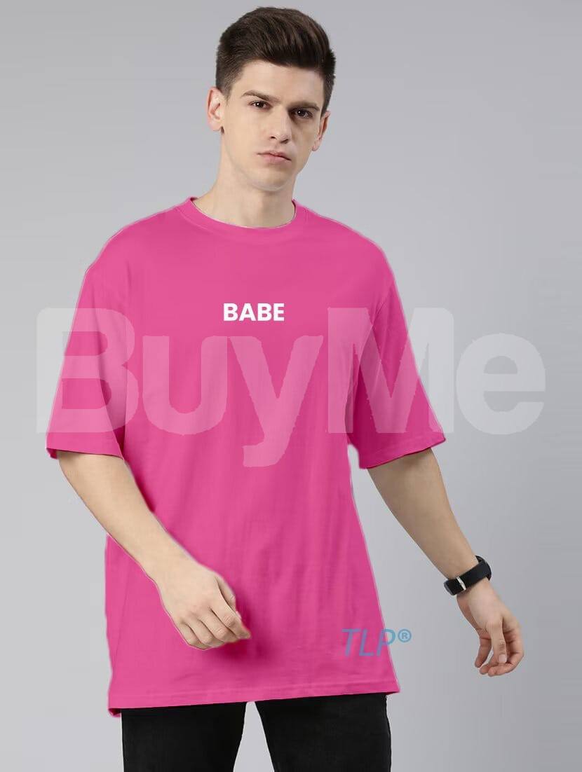 BABE PRINT BAGGY TSHIRT - PINK