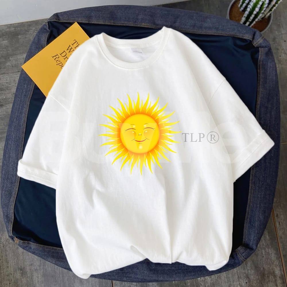 SUN PRINTED BAGGY TSHIRT - WHITE
