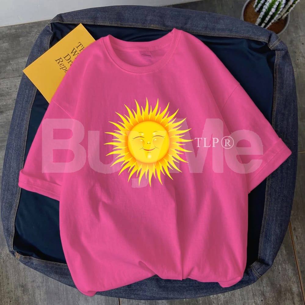 SUN PRINTED BAGGY TSHIRT - PINK