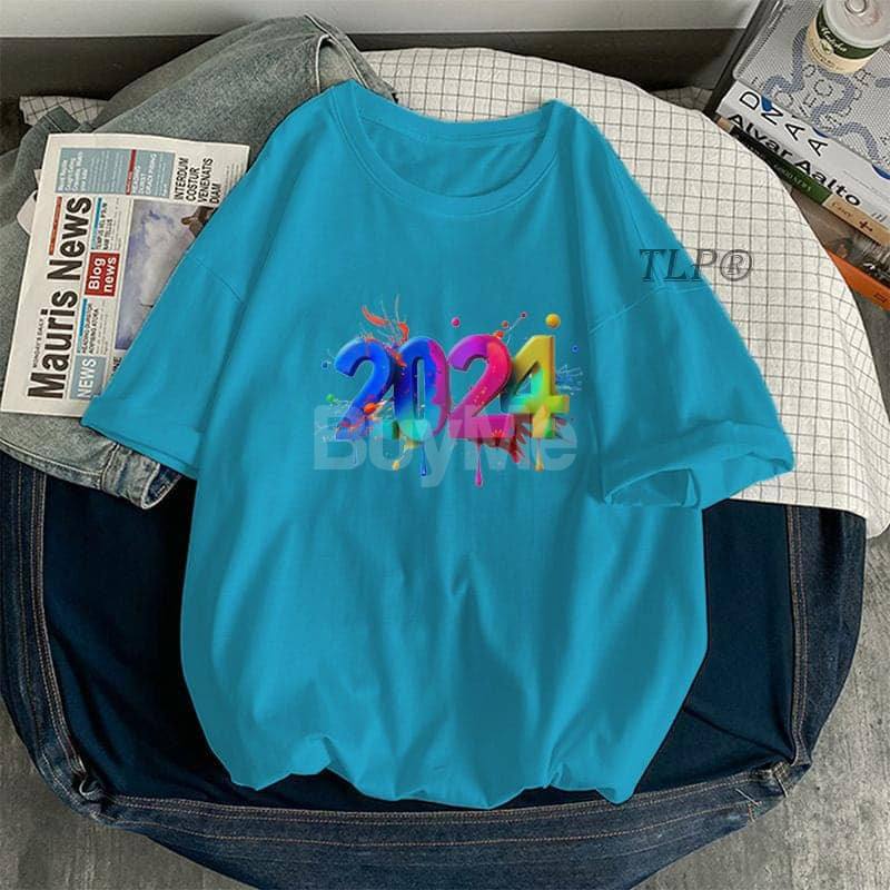 2024 PRINTED BAGGY TSHIRT - LIGHT BLUE