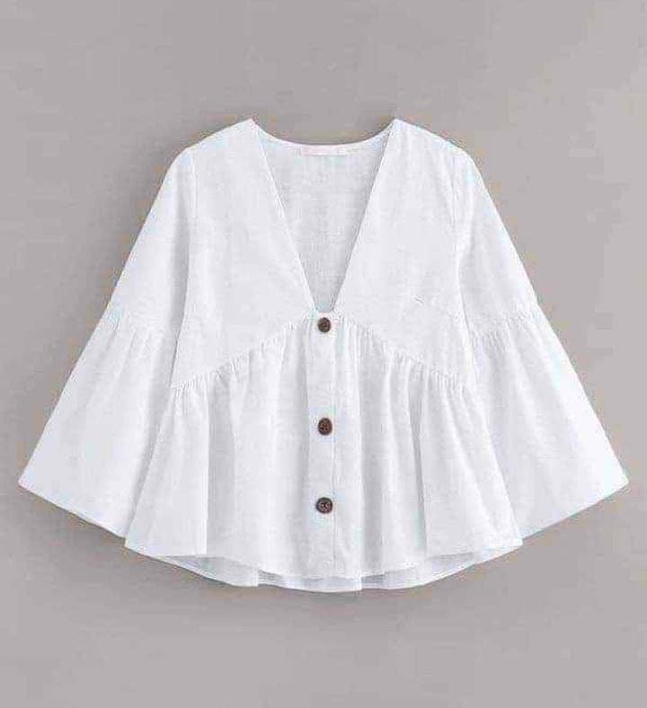 PEPLUM LINEN SHIRT WITH BUTTON