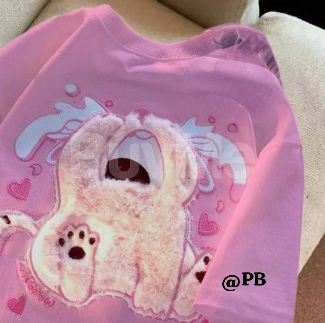 CRYBABY KITTEN FLUFFY BAGGY TSHIRT - PINK