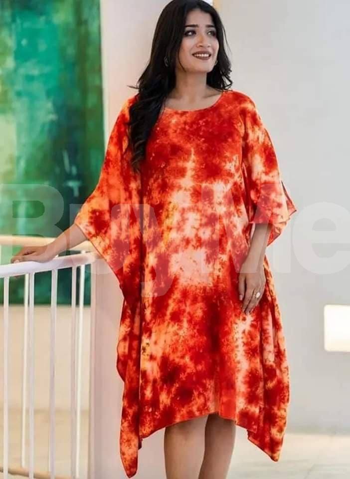 BATHIK FABRIC SHORT FROCK - ORANGE
