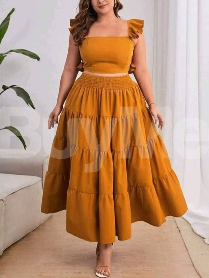 SKIRT & CROP TOP - MUSTARD YELLOW