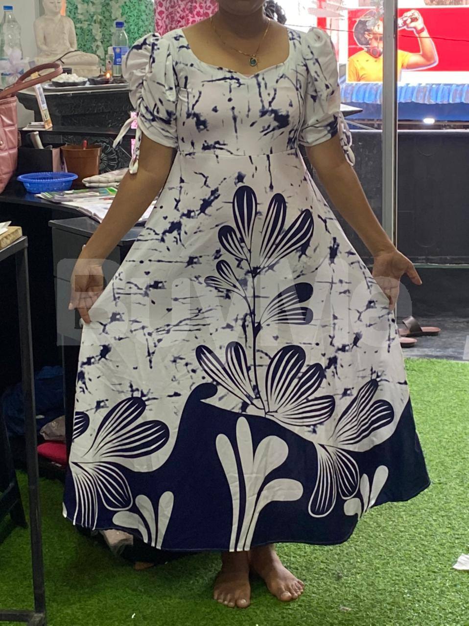 MASHA METERIAL DARK BLUE AND WHITE