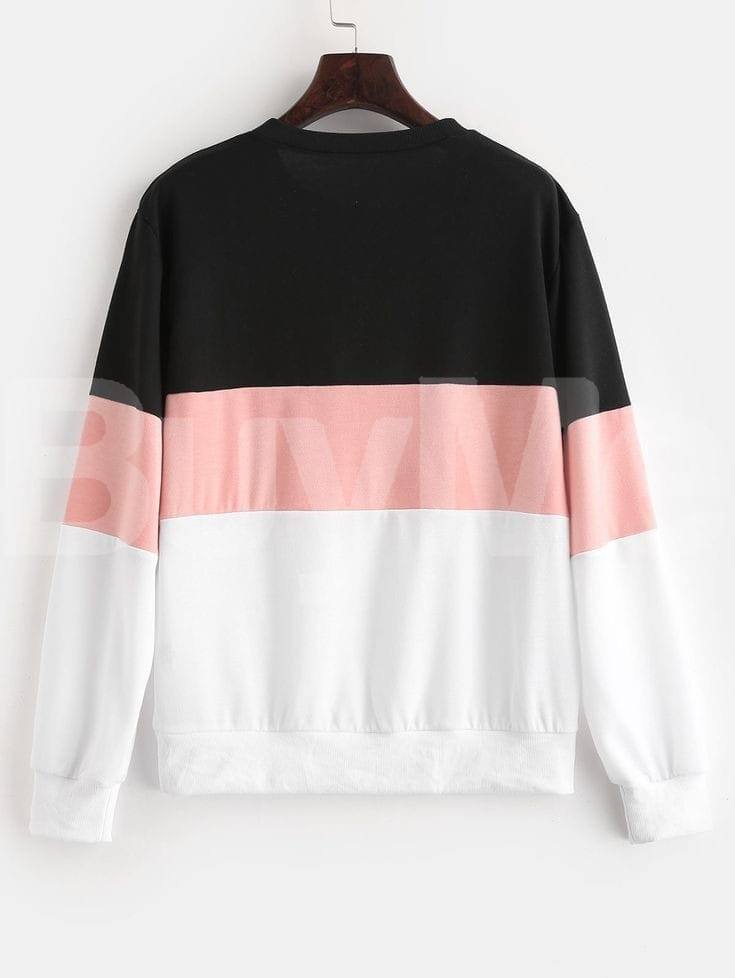 3 TONE UNISEX TSHIRT - PINK , BLACK & WHITE MIX