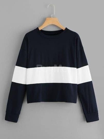 LADY'S CROP TOP - BLACK & WHITE MIX