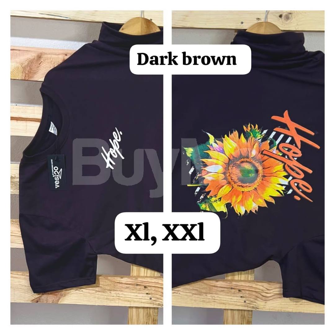 SUNFLOWER PRINTED TSHIRT - DARK BROWN