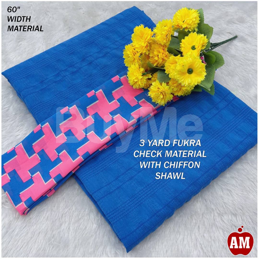 FUKRA CHECK MATERIAL WITH CHIFFON SHAWAL