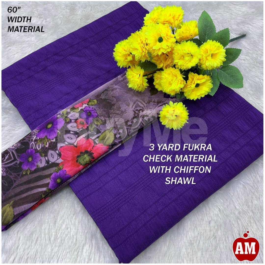 FUKRA CHECK MATERIAL WITH CHIFFON SHAWAL