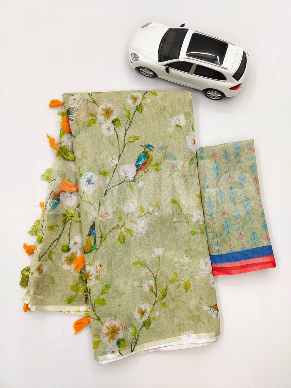 LINEN SAREE WITH DIGITAL PRINT