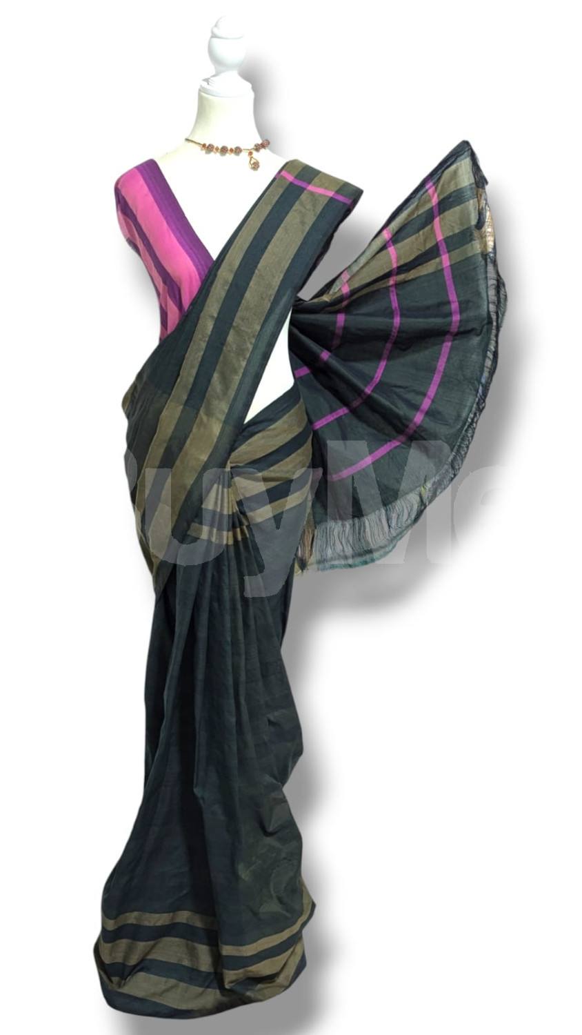 COTTON POLYESTER MIXED HANDLOOM SAREE