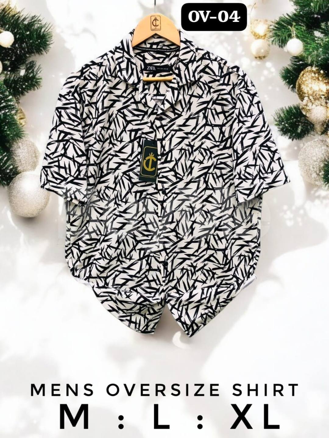 MENS OVERSIZE BAGGY SHIRT - BLACK & WHITE