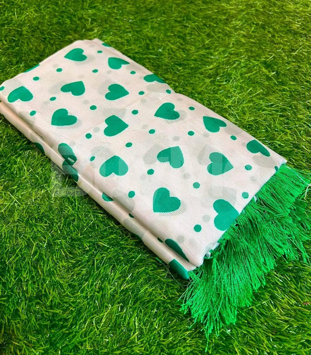 SYNTHETIC COTTON SAREE - GREEN