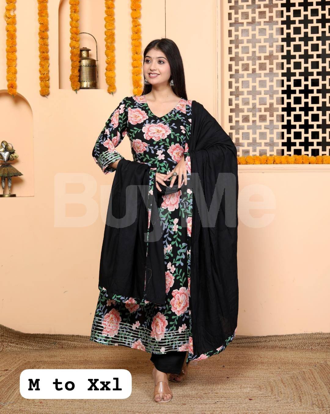 HEAVY SEQUINS WORK ANARKALI 3PCS KURTI SET