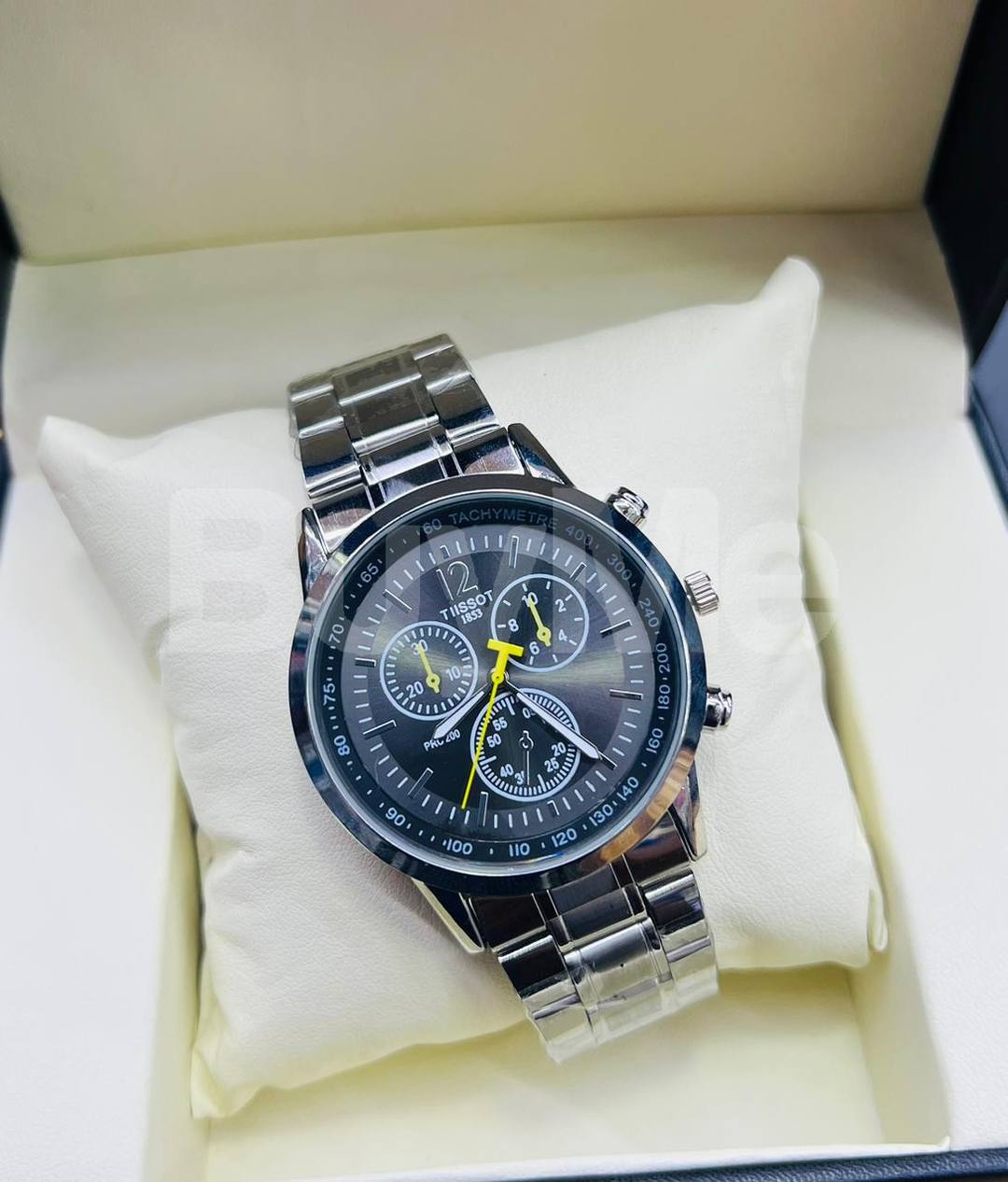 TISSOT SILVER STEEL BLACK WATCH