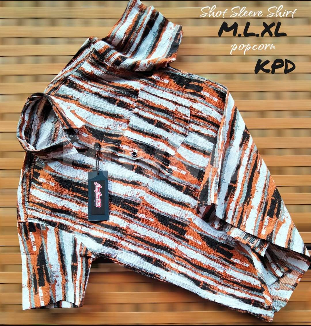 MENS POPCORN SHIRT - ORANGE & WHITE