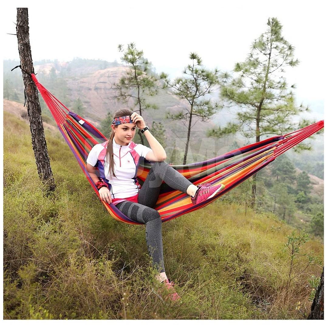 HAMMOK CHAIR WITHOUT SUPPORTER COTTON HAMMOCK BACKYARD OUTDOOR AND INDOOR
