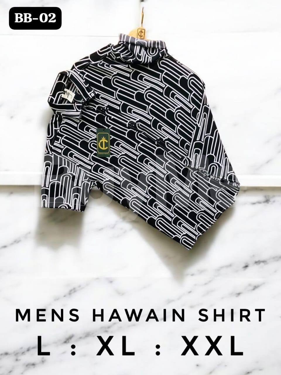 MENS HAWAIN VISCOSE SHIRT - BLACK