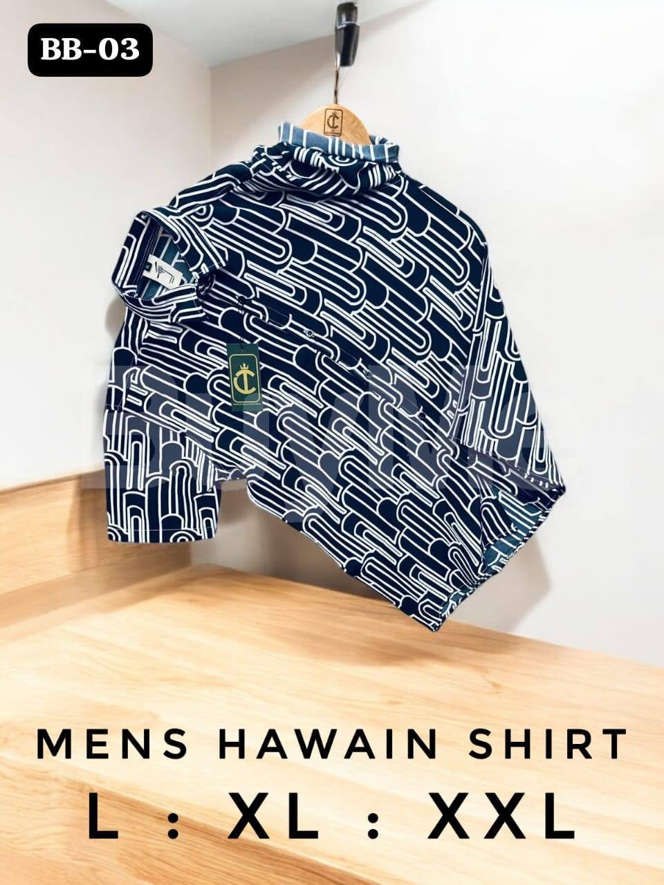 MENS HAWAIN VISCOSE SHIRT - DARK BLUE