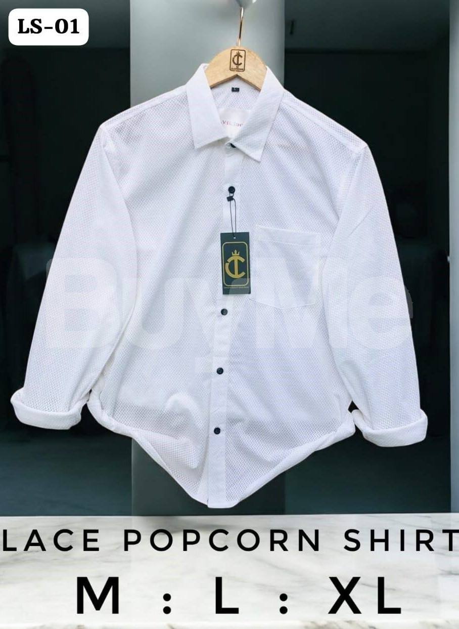 LACE POPCORN SHIRT - WHITE