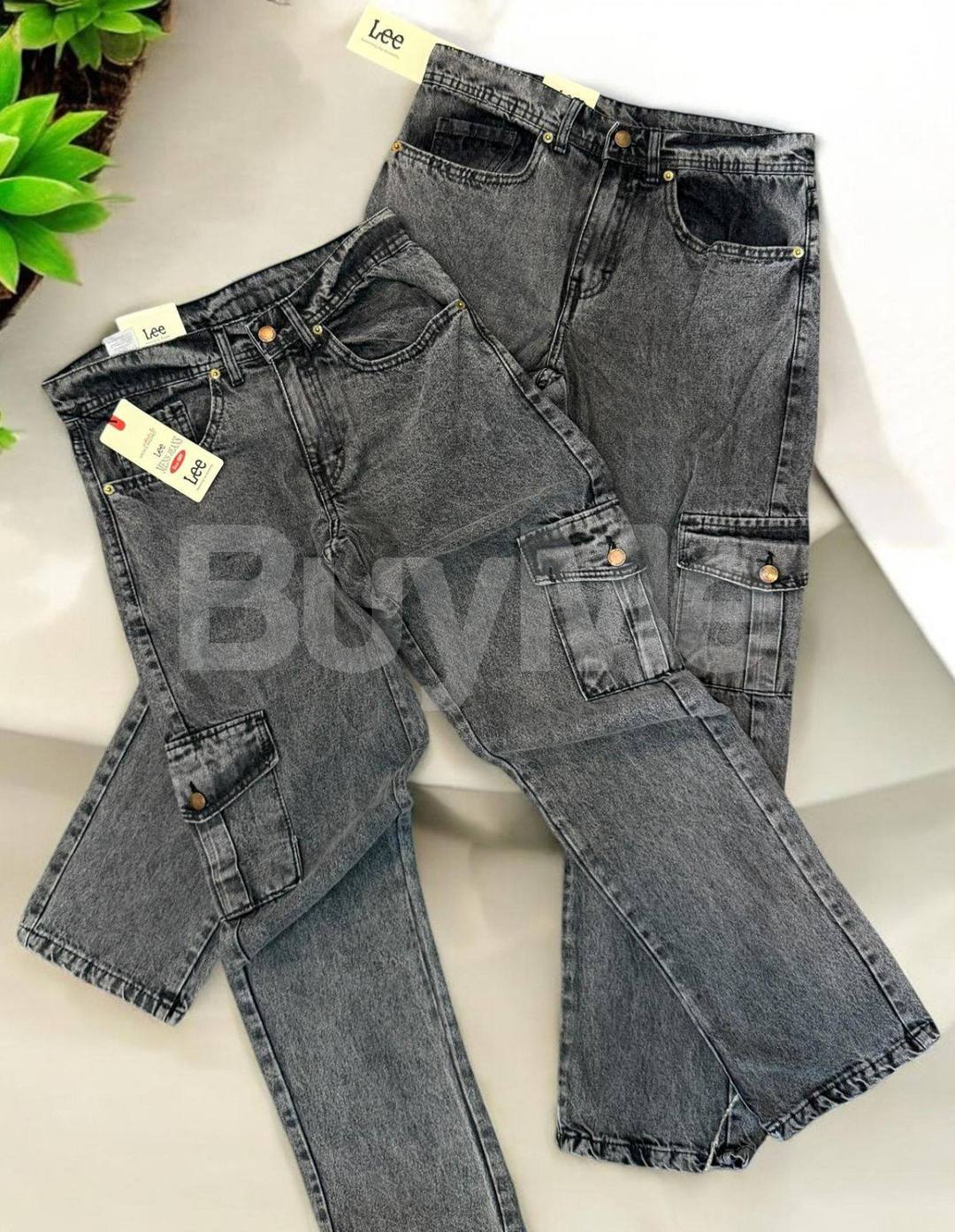 ELASTIC ACID WASH CARGO DENIM - MEN