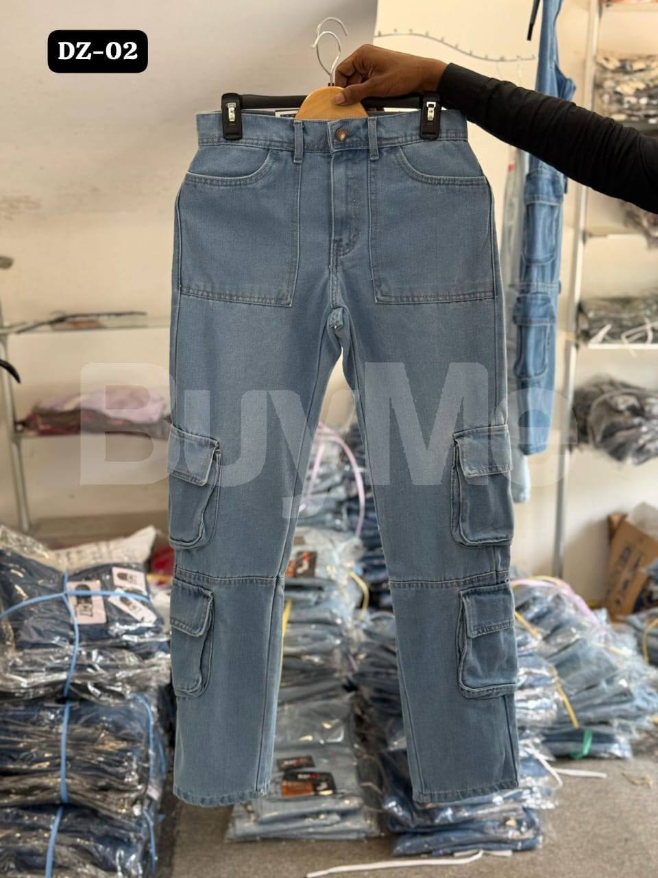 MEN 4 POCKET CARGO DENIM - LIGHT BLUE