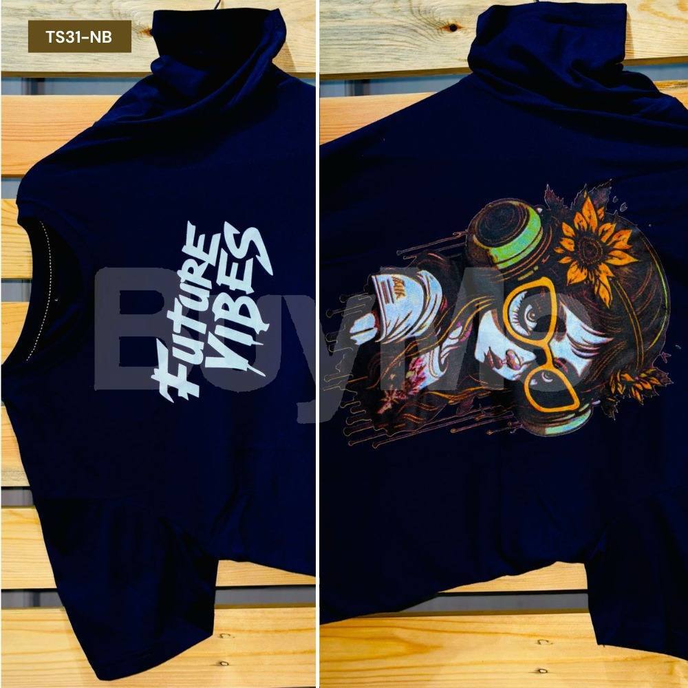 COLOR PRINTED T SHIRT - NAVY BLUE