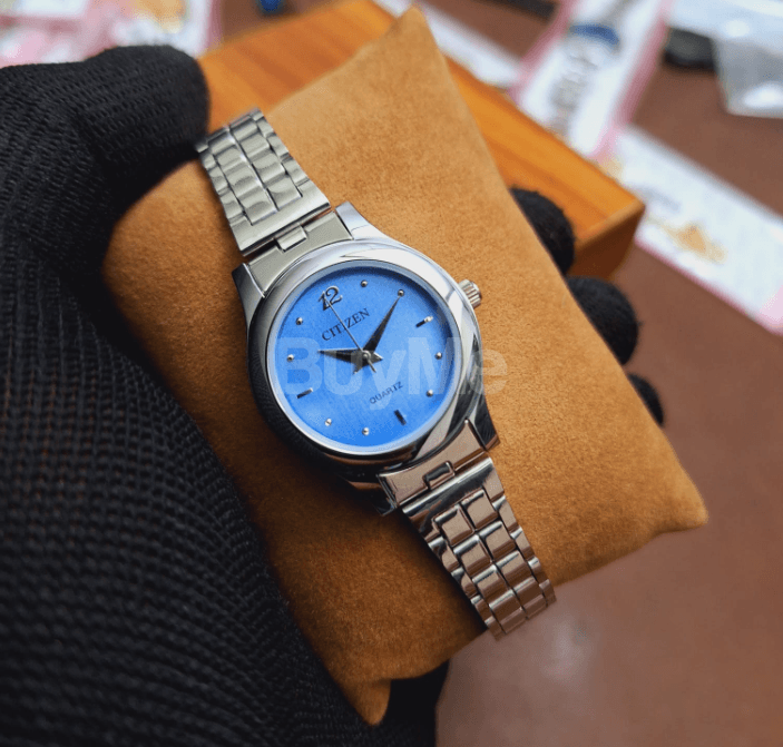 CITIZENS LADIES SILVER WATCH - LIGHT BLUE DIAL
