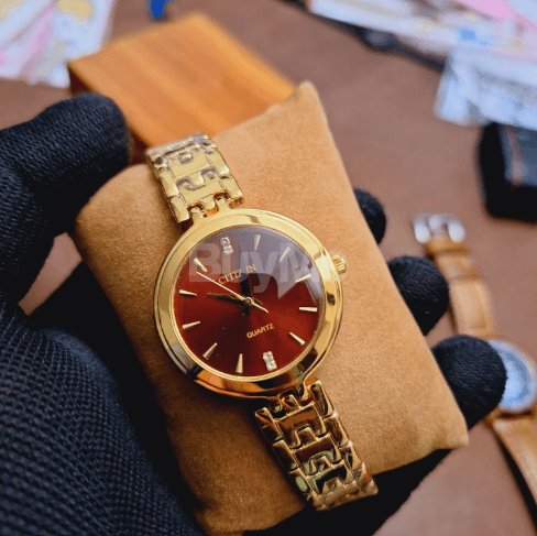 CITIZENS LADIES GOLD WATCH - BROWN DIAL