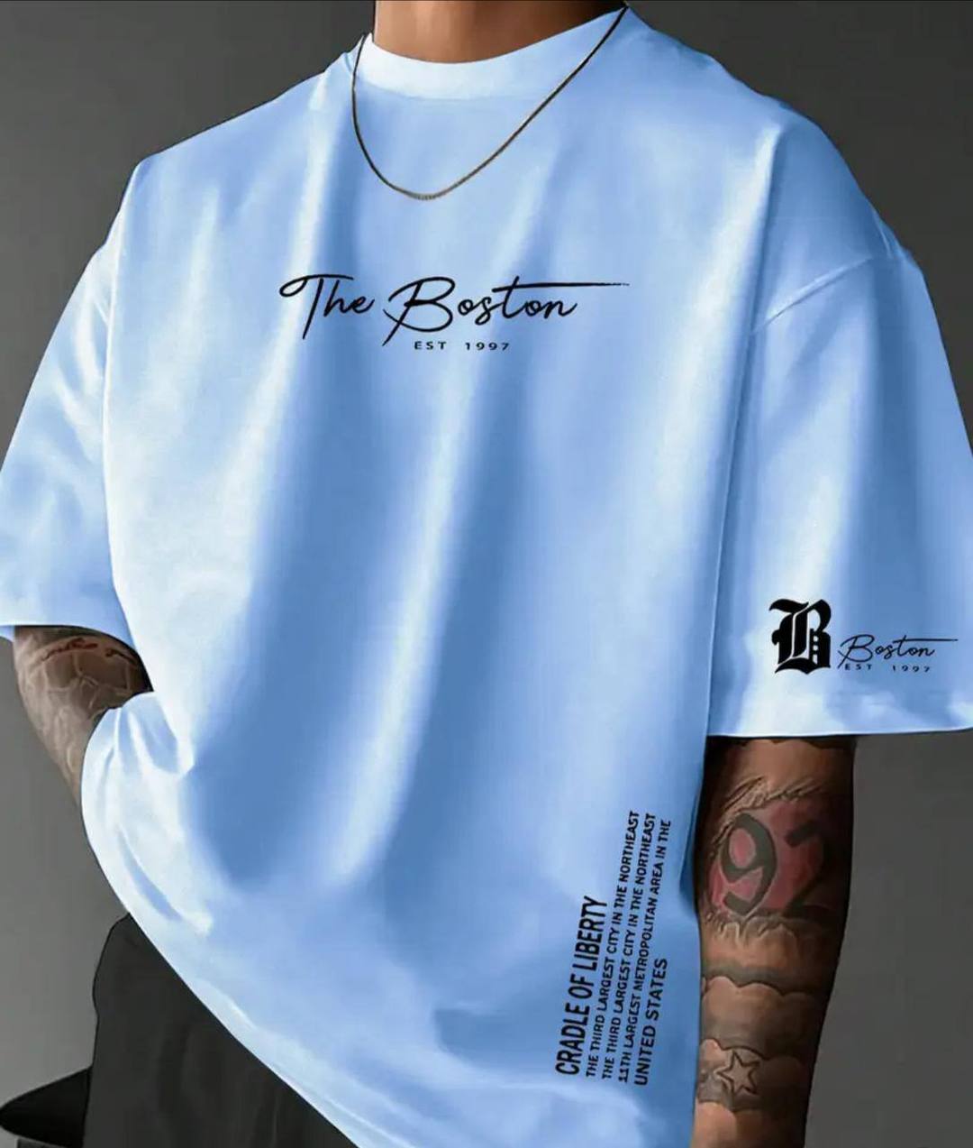 MENS BAGGY T SHIRT - LIGHT BLUE