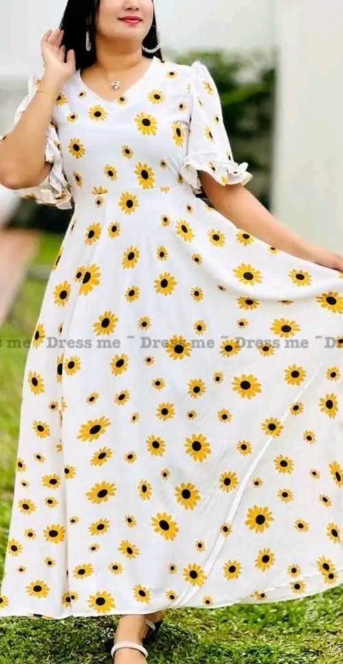 YELLOW FLOWER PRINTED FROCKS