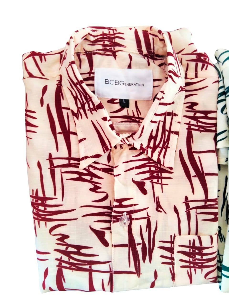 MENS PRINTED LINEN SHIRTS - RED