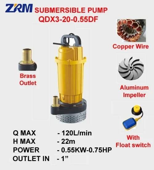 ZRM SUBMERSIBLE WATER PUMP QDX3-20-0.55DF [0.75HP]