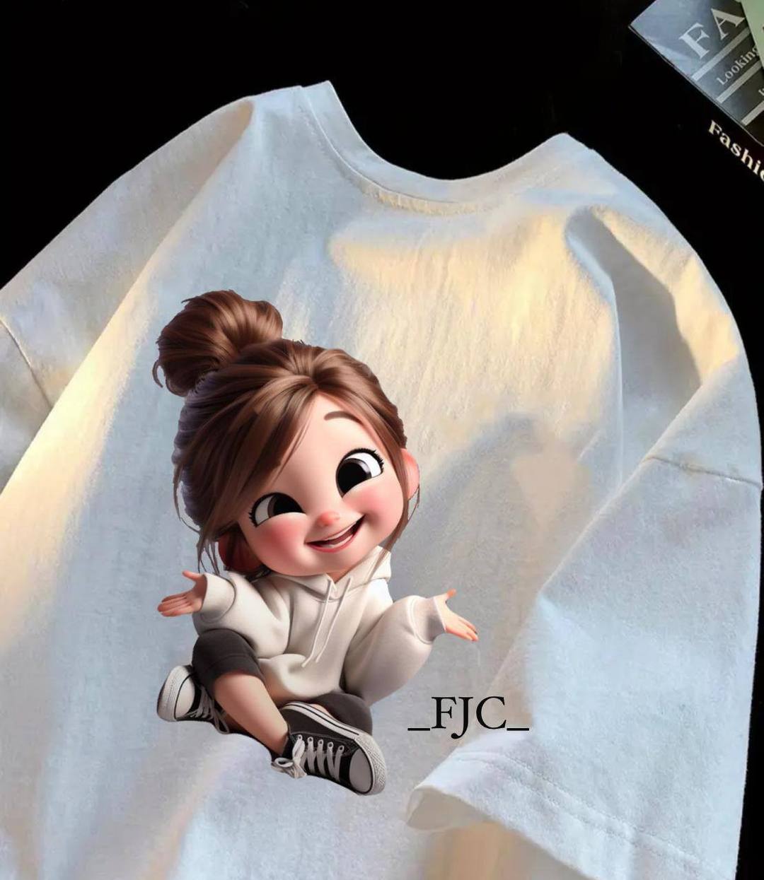 WHITE CUTE CARTOON DESIGN T SHIRT