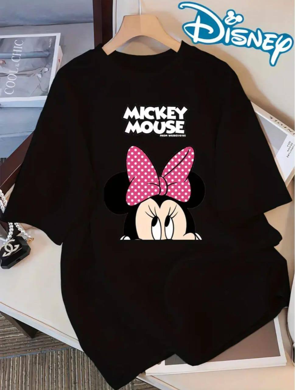 BLACK TEE WITH 'MICKEY MOUSE' PRINT