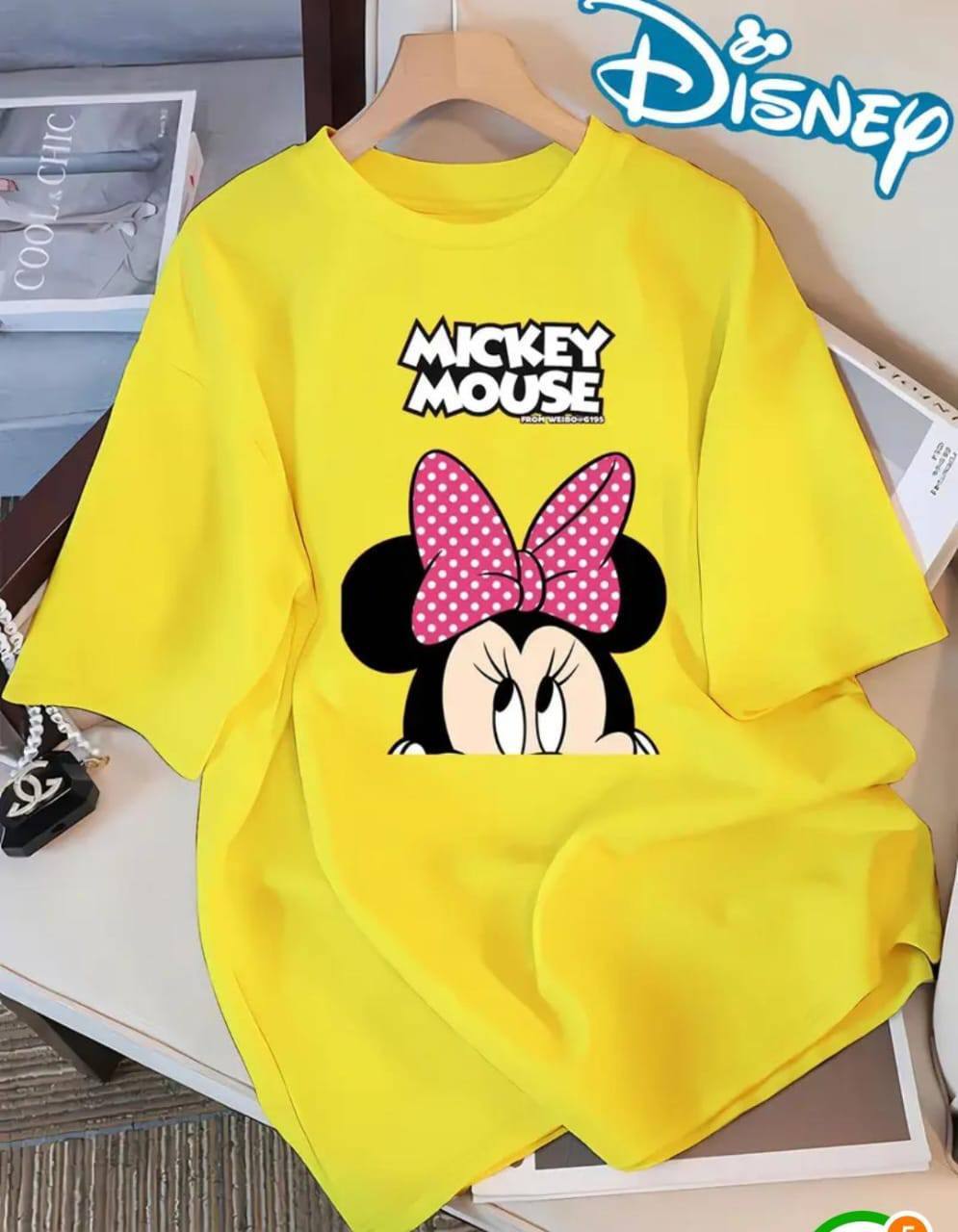 YELLOW TEE WITH 'MICKEY MOUSE' PRINT