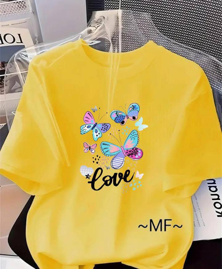 YELLOW TEE WITH 'LOVE' PRINT