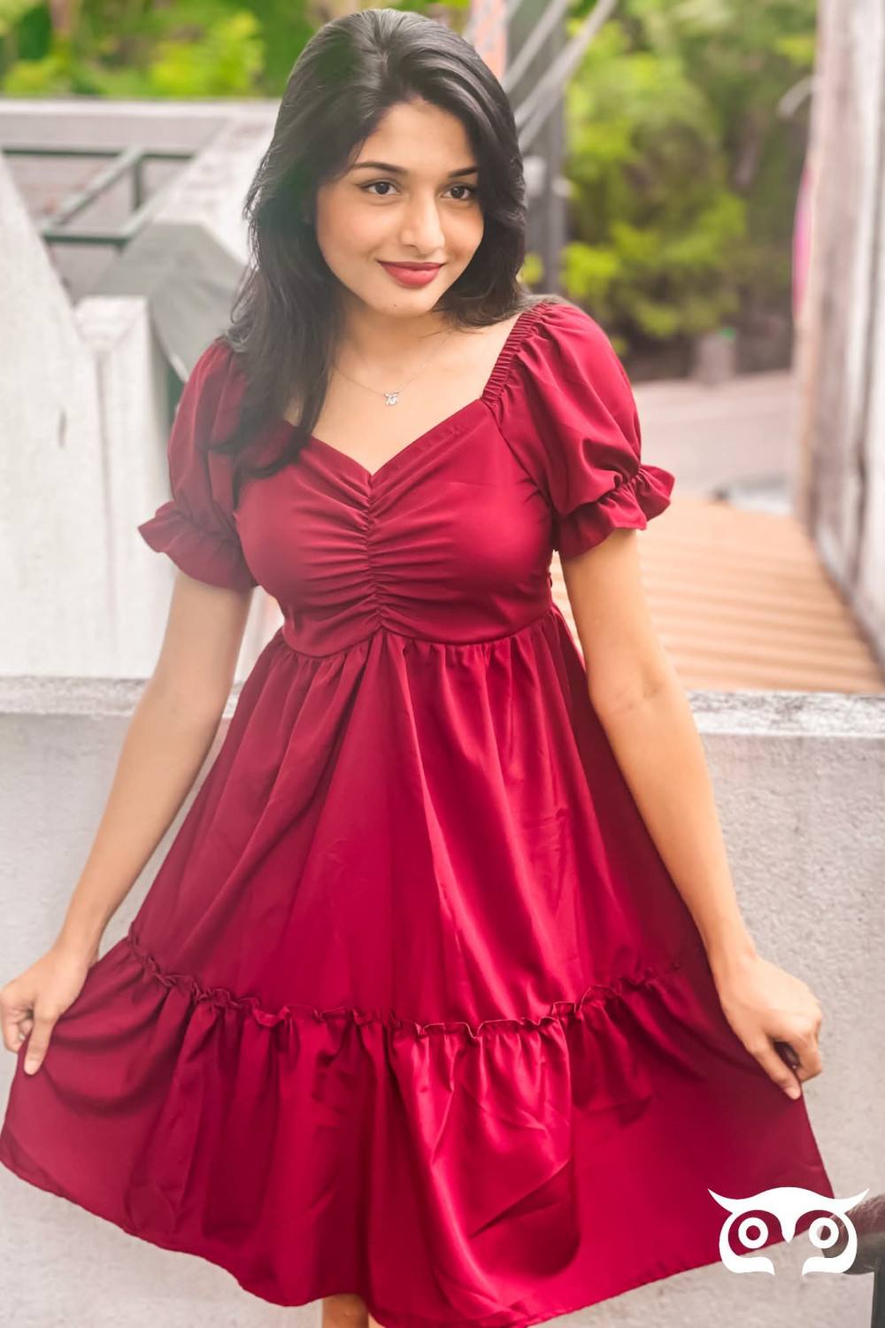 RED SHORT FROCK DESIGN