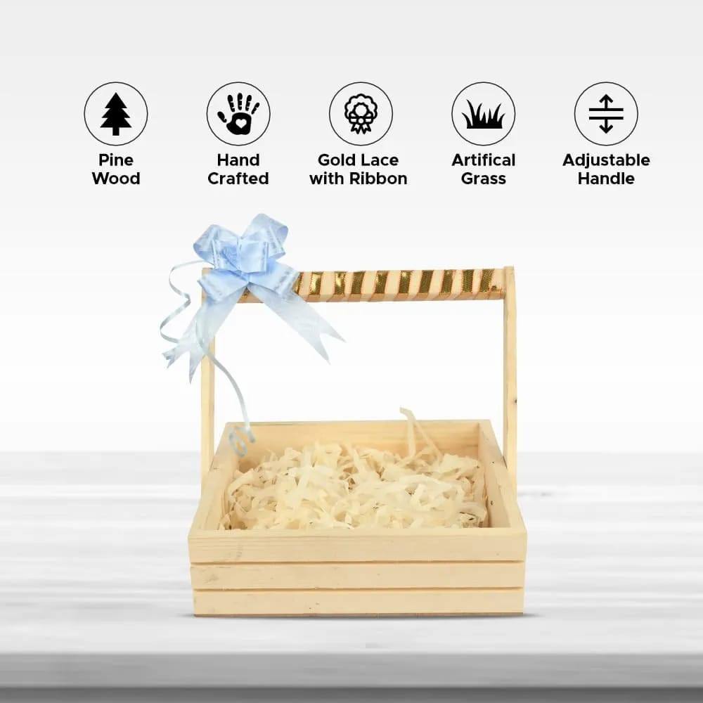 WOODEN GIFT HAMPER BASKET WITH A HANDLE - PREMIUM QUALITY AVAILABLE