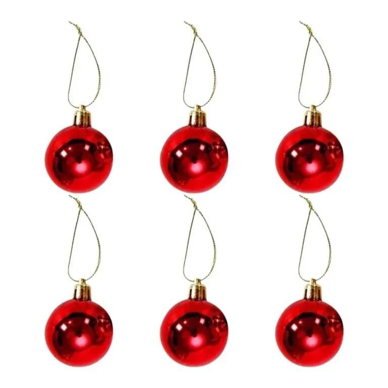 RED CHRISTMAS TREE ORNAMENTS SET 6 PCS (SMALL)
