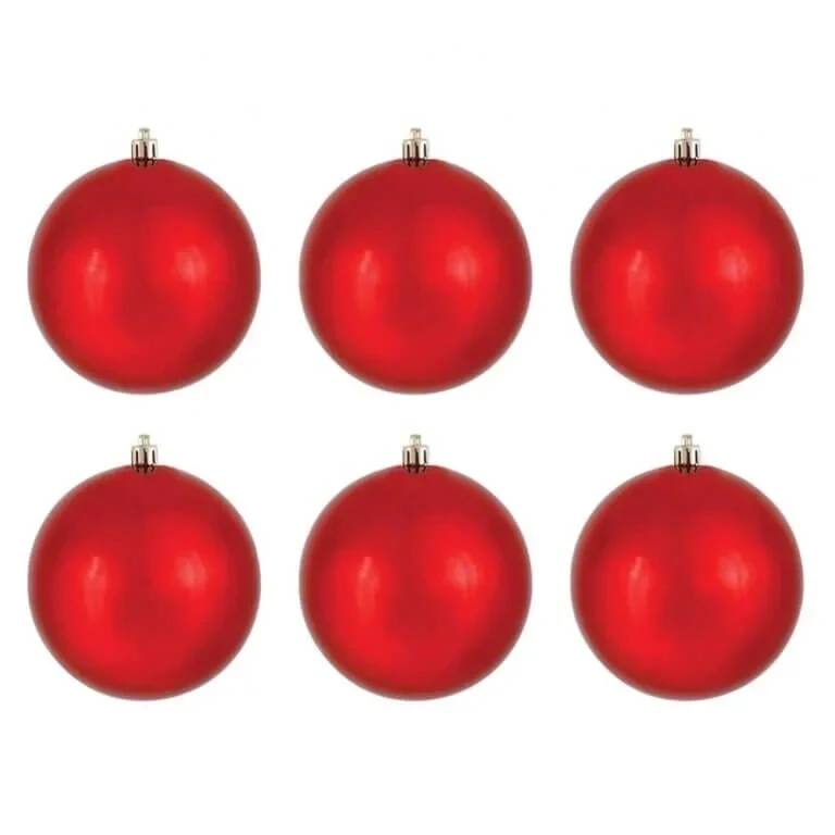 RED CHRISTMAS TREE ORNAMENTS SET 6 PCS