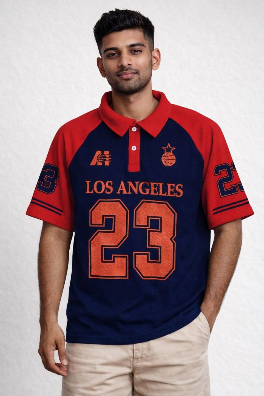 COLLAR T-SHIRT WITH NUMBER PRINT