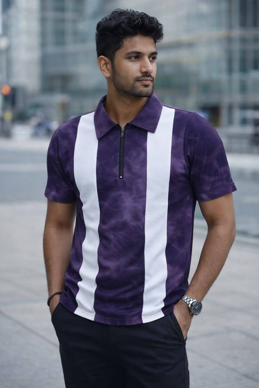 TWO TONE COLOUR COLLAR T-SHIRT