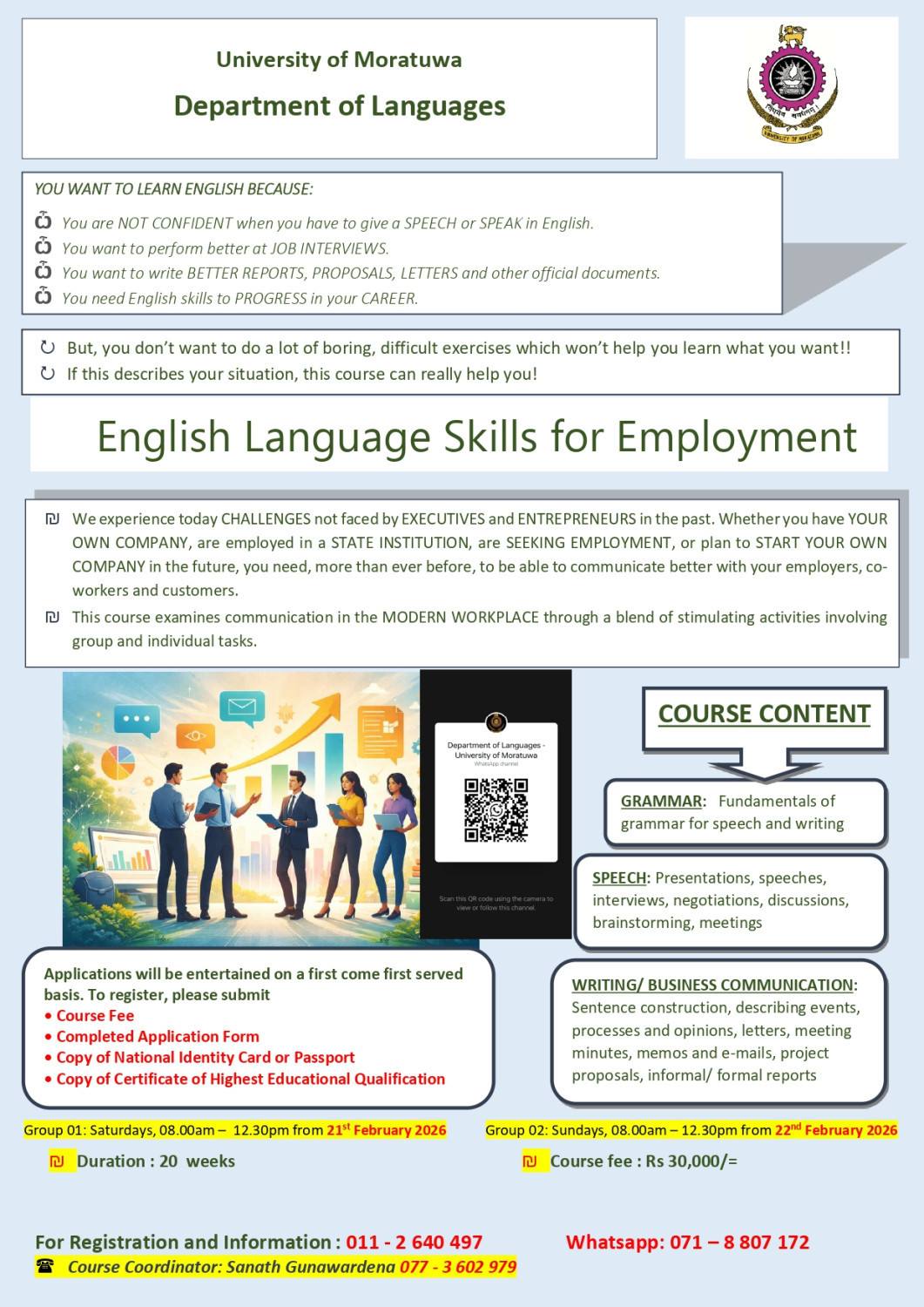 ENGLISH COURSES - UNIVERSITY OF MORATUWA