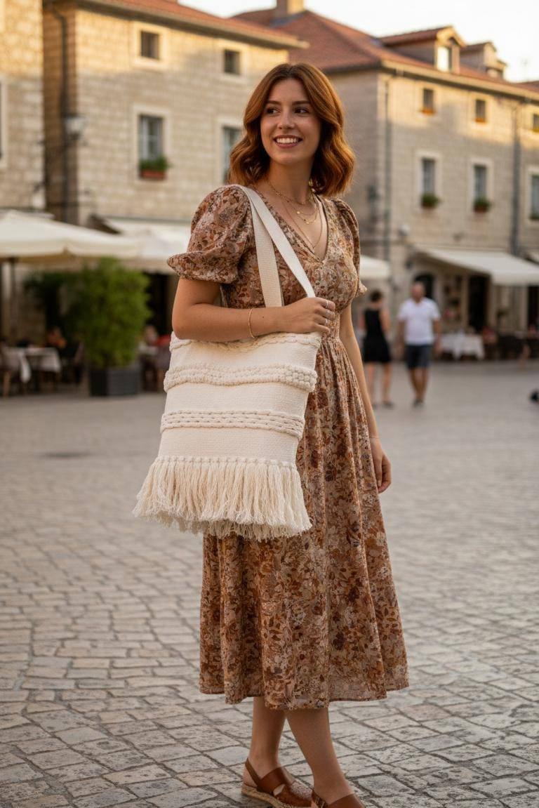 IMPORTED PRINTED MACRON SIDE FASHION BAG