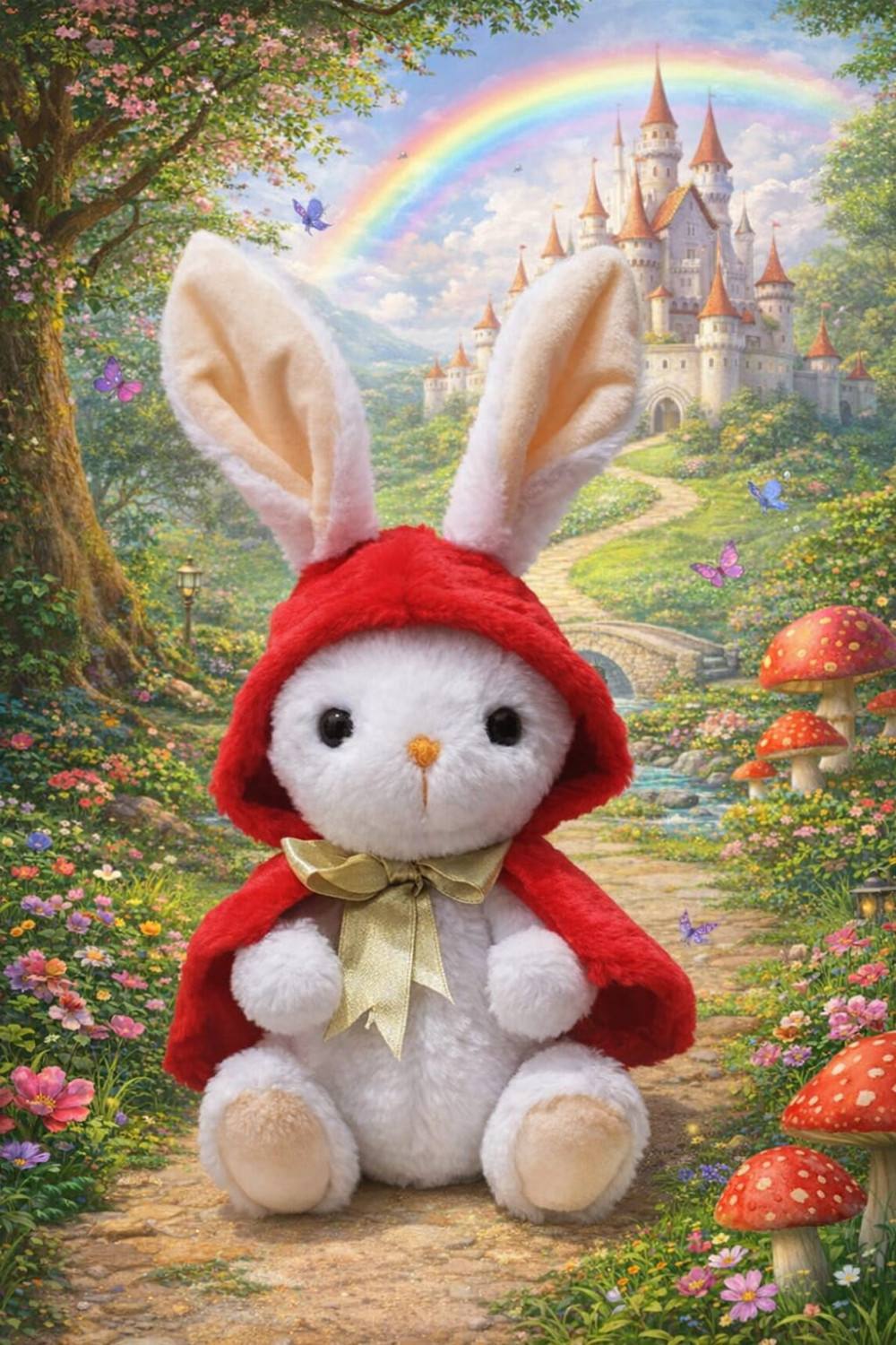 HANDMADE SOFT TOY RED RIDING BUNNY
