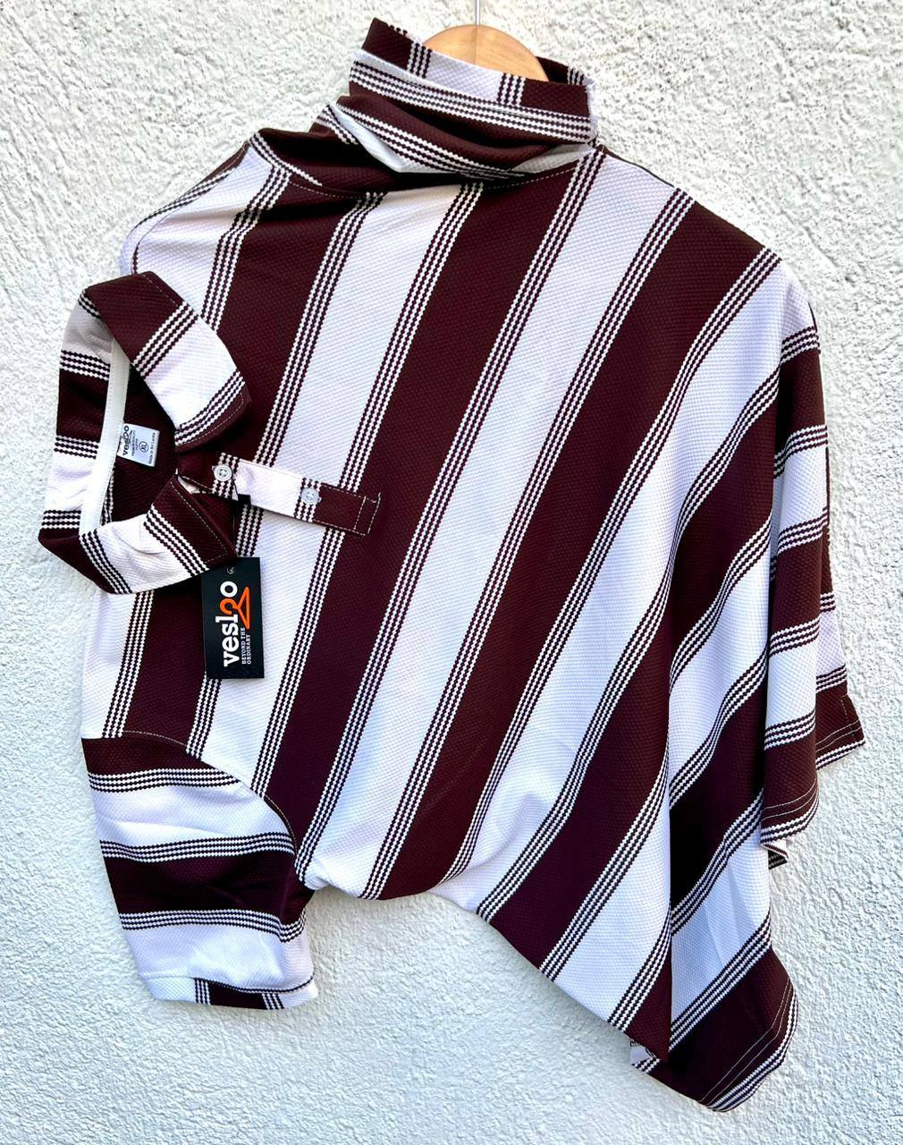 POPCORN STRIPES COLLAR T-SHIRTS