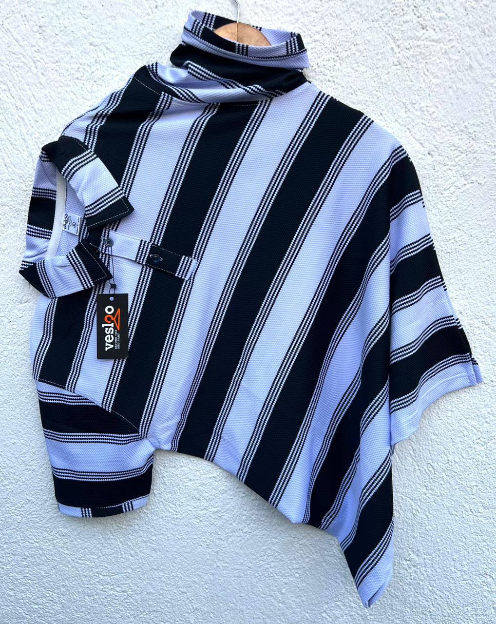 POPCORN STRIPES COLLAR T-SHIRTS